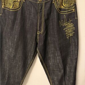 Stylish Black Jeans with Yellow Stitching